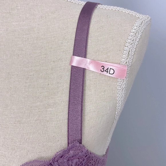 La Vie en Rose Lightly Lined lace bra Size 34D underwire Mauve NWT - Picture 3 of 8